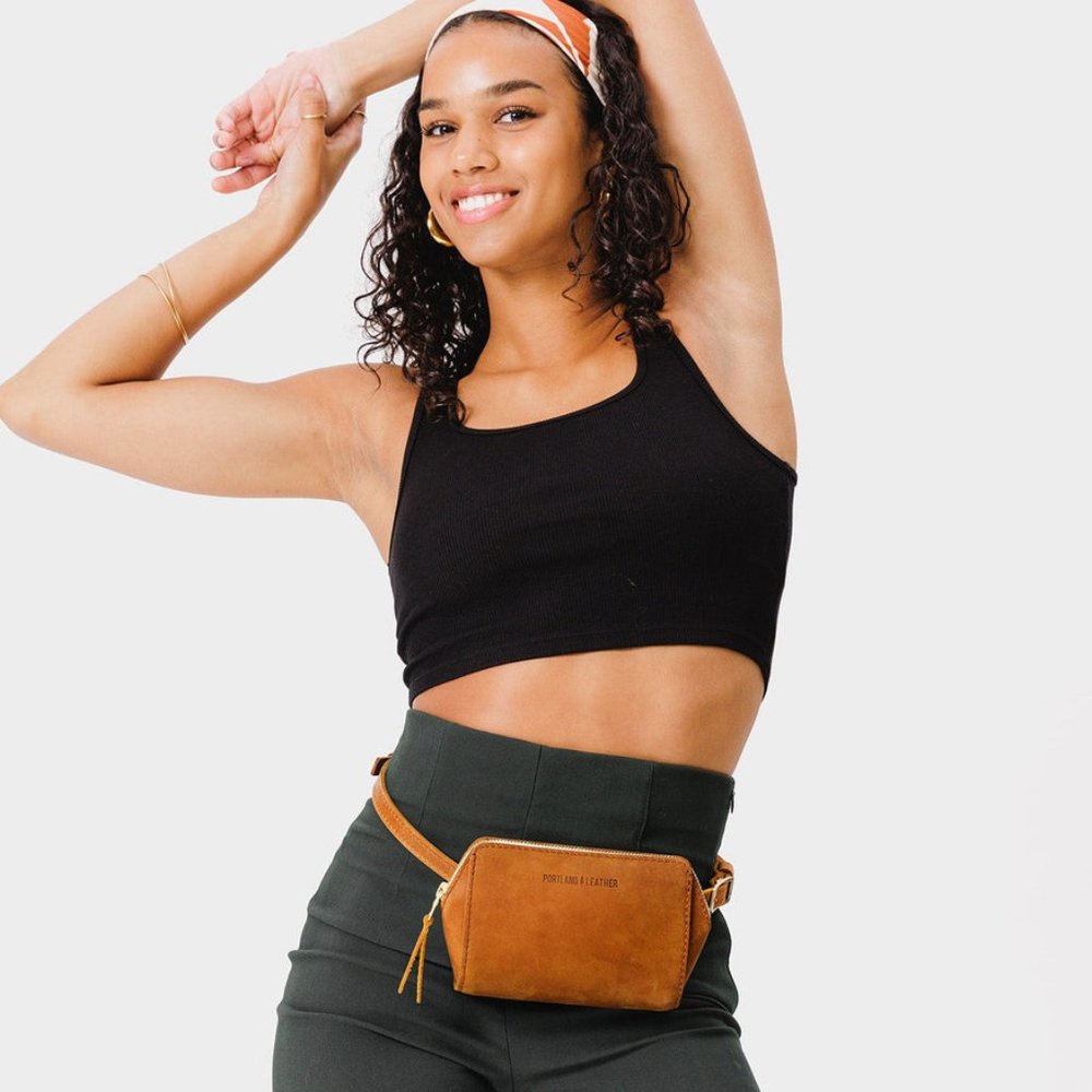 Portland Leather Zip Tight Belt Bag in TULIP🌷